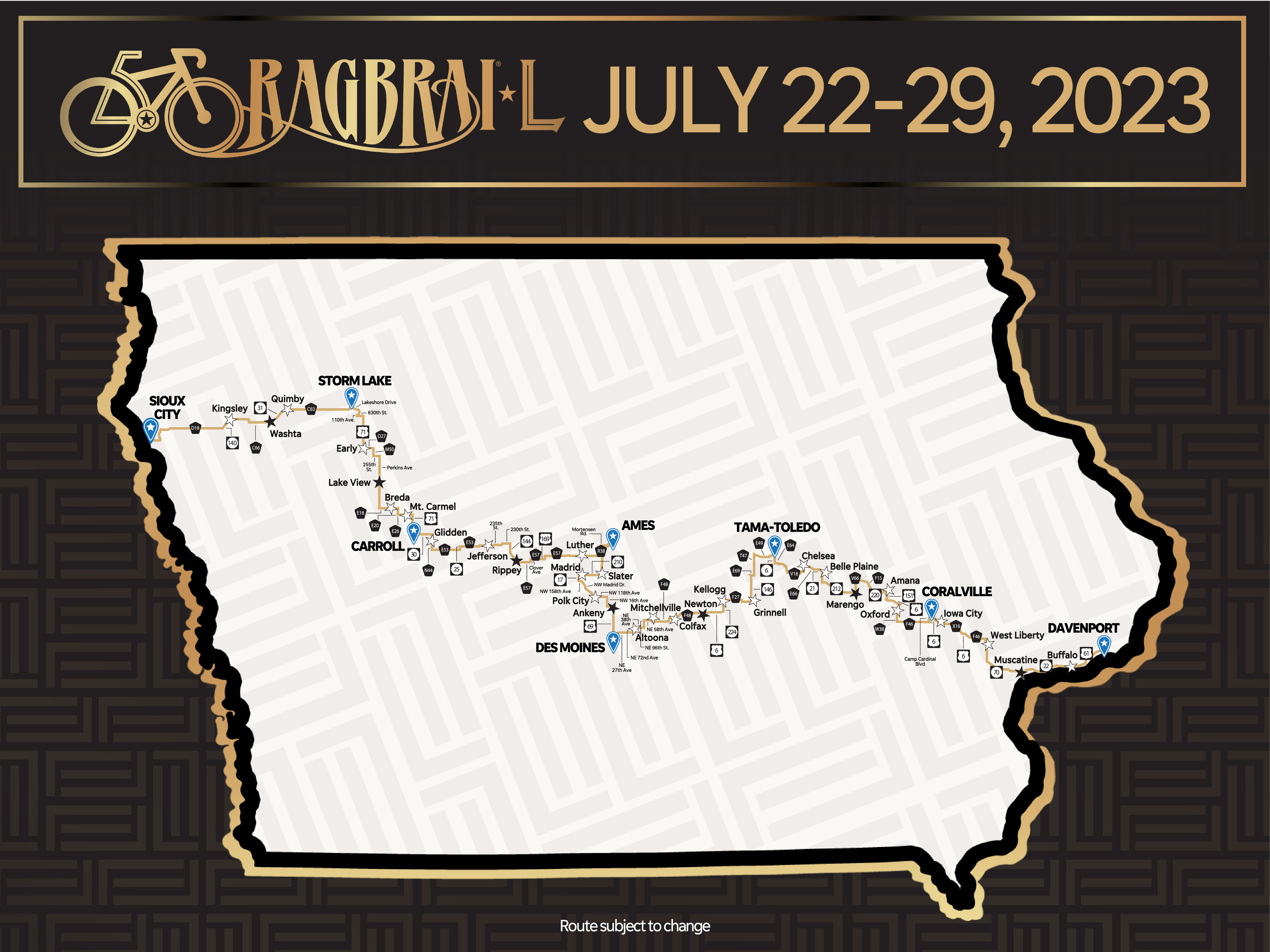 RAGBRAI L Full Route Announced and Theme Days!